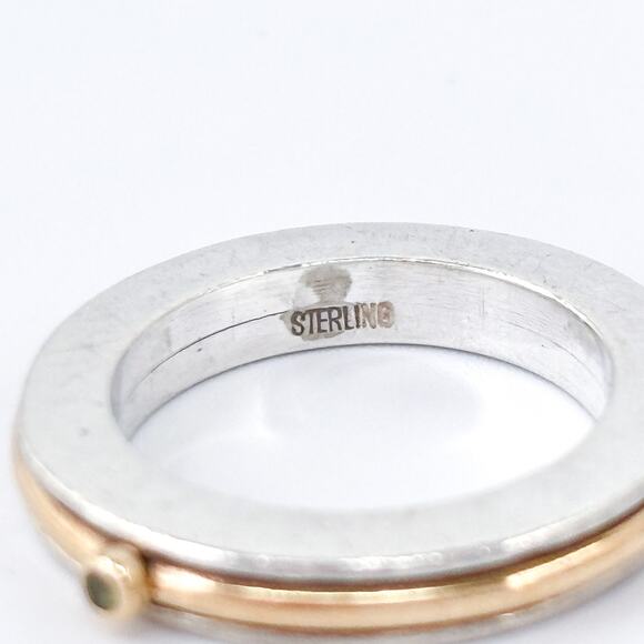 Vintage Mignon Faget 14K Gold & Sterling Silver Spinner Ring w/ Peridot Size 5 - Picture 8 of 12